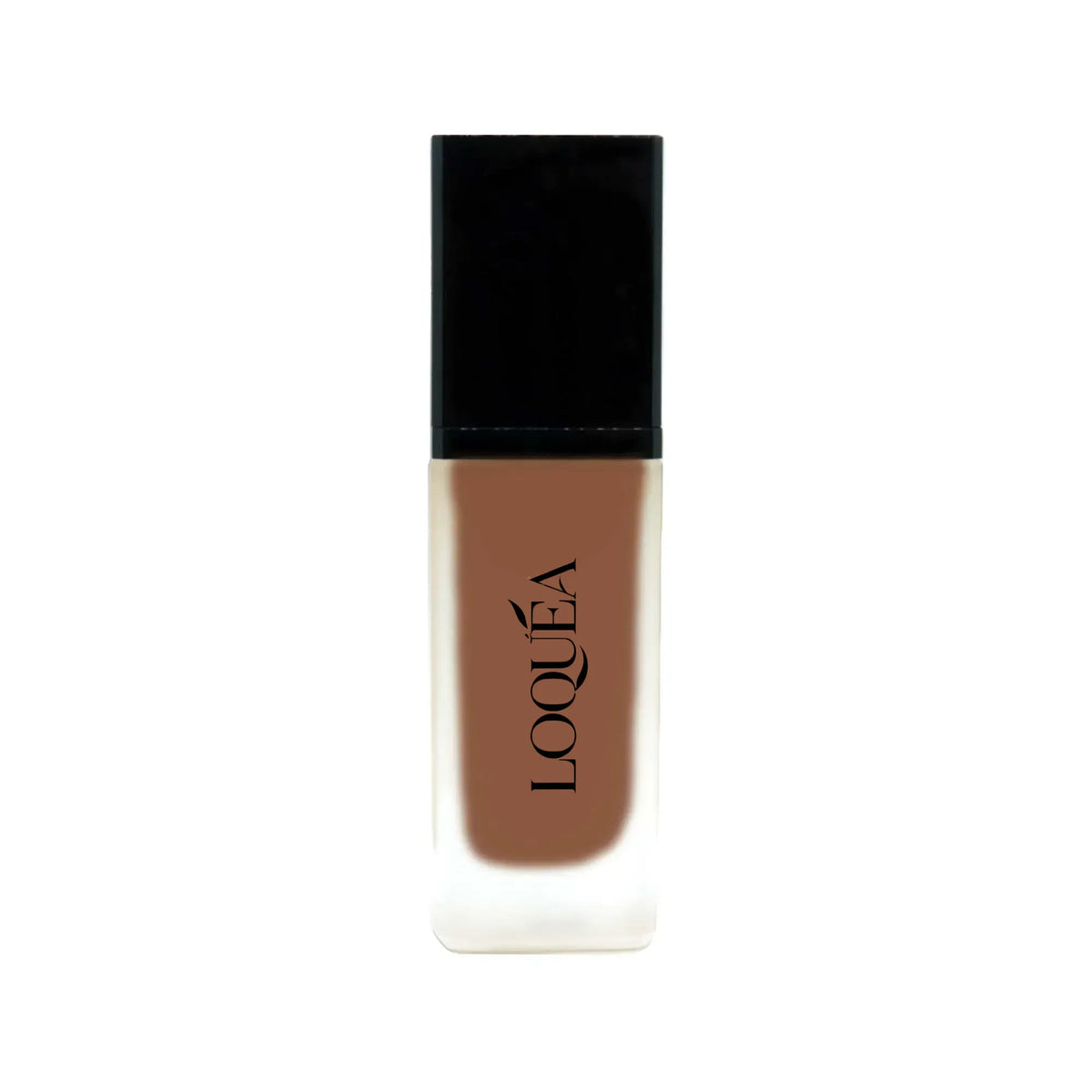 Foundation bottle with black cap and visible brand logo on a white background